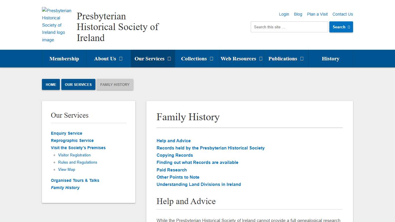 Family History - Presbyterian Historical Society of Ireland