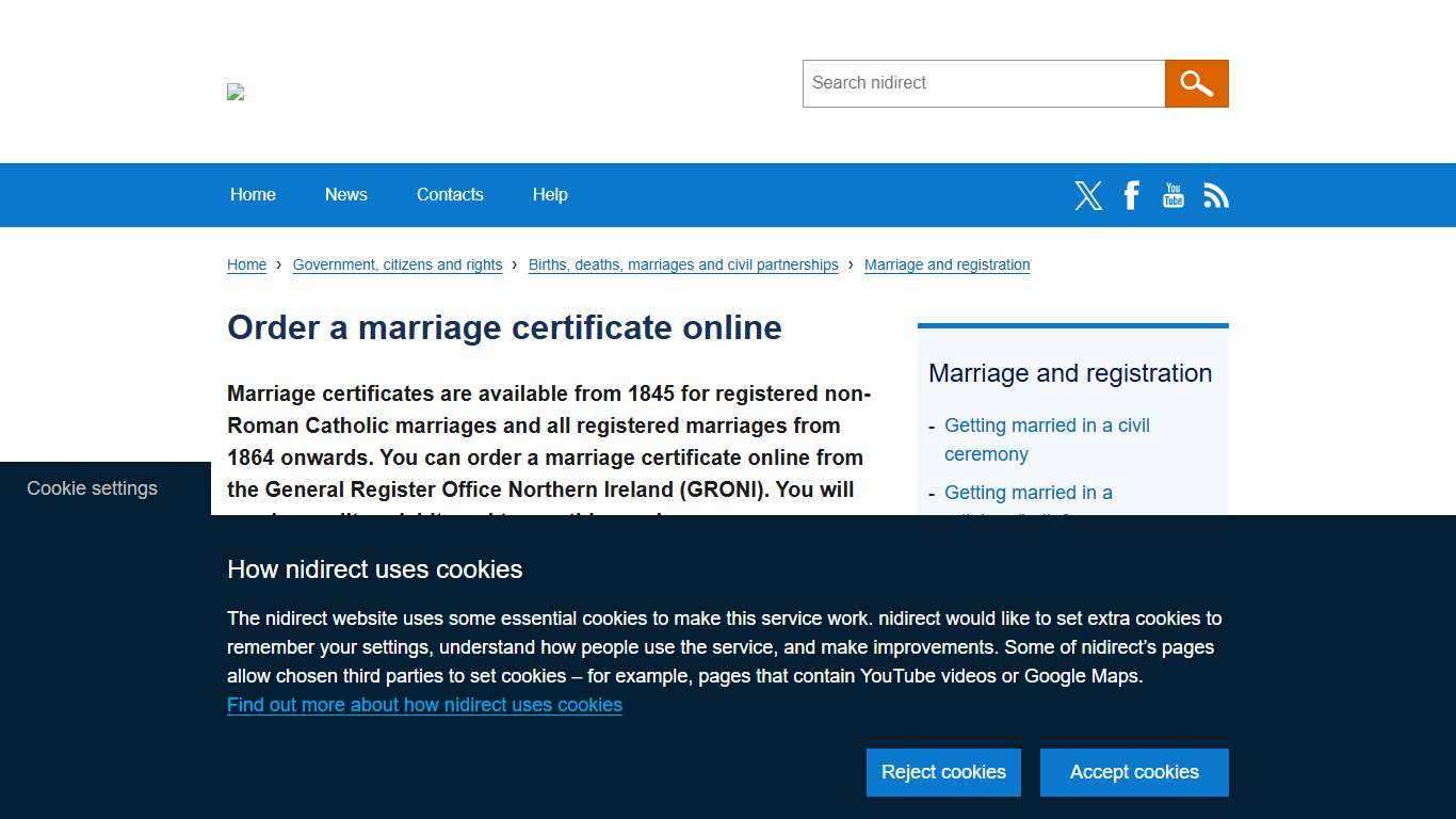 Order a marriage certificate online | nidirect